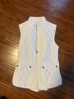 croft & barrow White Quilted Zip-Front Vest